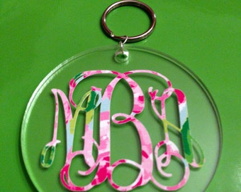 Monogrammed Lilly Keychains - Vine or Circle - Southern, Sorority, Lilly Pulitzer, Car Accessory