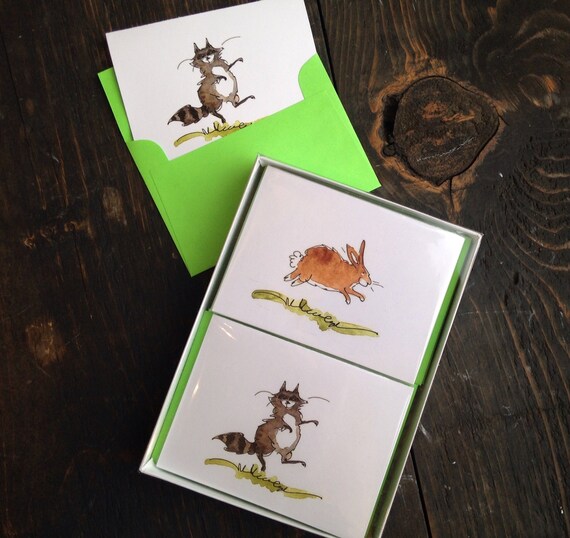 Animal Note Cards Set Of 12 Funny Woodland Animals Cards
