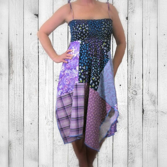 Boho Sundress, Bandana Dress, Handmade Sundress, Beachwear, Upcycled