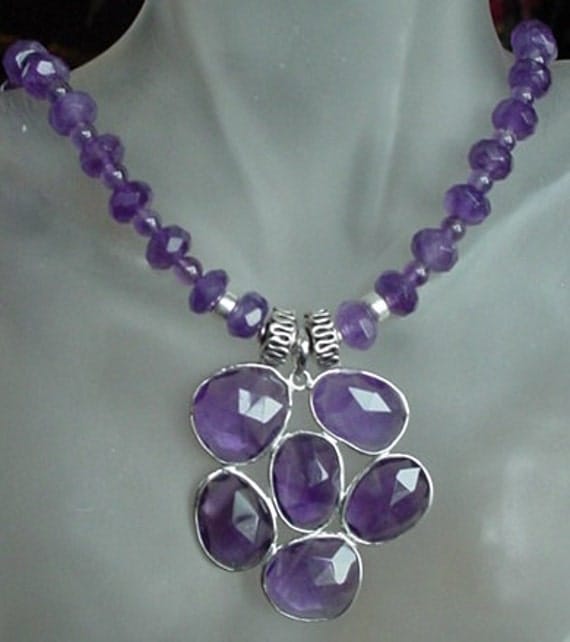 Amethyst Necklace c/w Sterling Silver Amethyst Pendant by camexinc