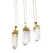 Gold Crystal Quartz Pendant Necklace / Crystal Point Pendant Necklace / Clear Quartz Pendant Necklace / Natural Quartz Necklace