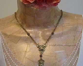 ST THERESE NECKLACE Pendant.Saint Therese of Lisieux.Theresa Rose.The Little Flower.Catholic Religious Jewelry.Saint Teresa Holy Medal