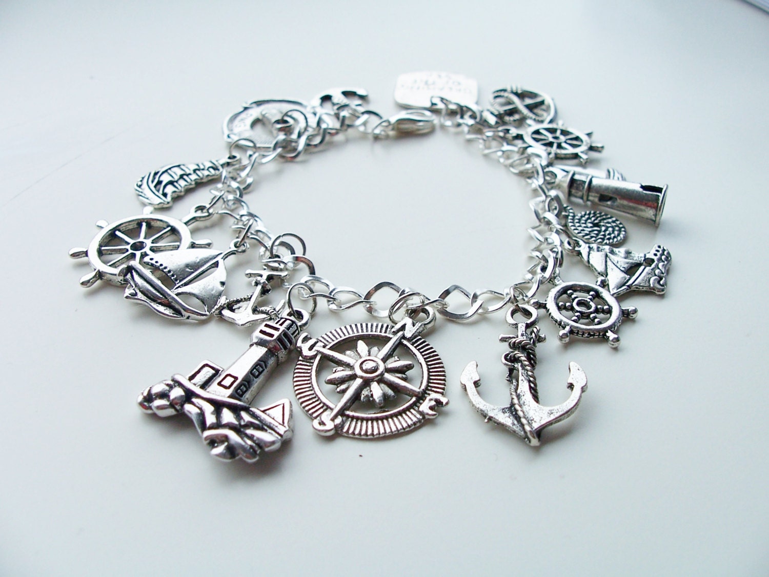 Nautical themed charm bracelet metal charm