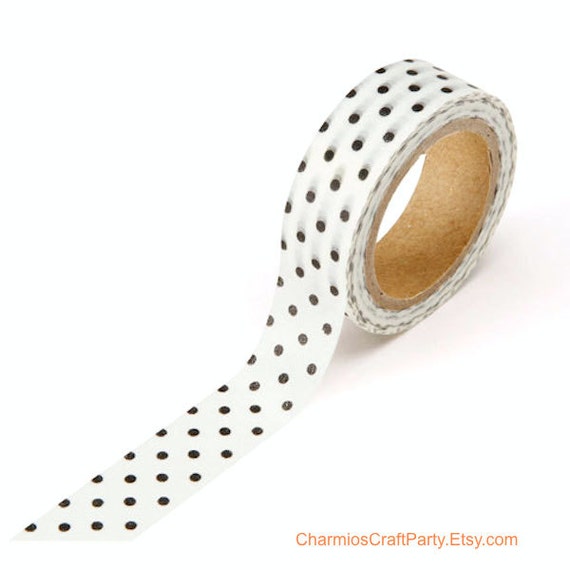 White with Black Dots Japanese Washi Tape - Decorative Paper Tape - Scrapbooking Gift Wrap Packaging Party Supplies Il_570xn