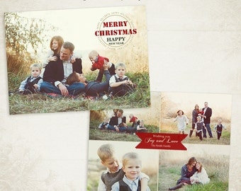 Christmas Card Template - 7x5 photo card template - for photographers and personal use- 021 - ID168, INSTANT DOWNLOAD