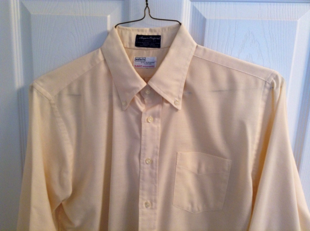 Super Oxford Shirt // 80s vintage yellow Oxford long sleeve