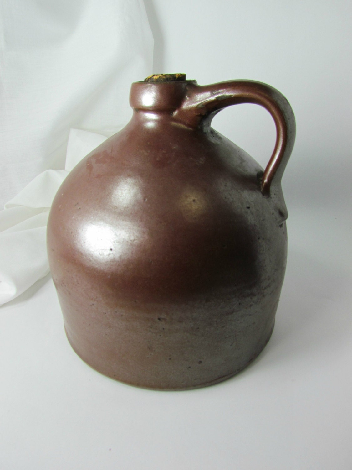 Vintage Short Brown Moonshine Jug Beehive Antique