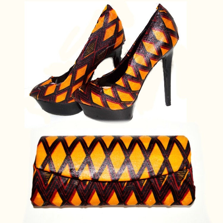 African Ankara Bag And Platform Shoe Gift Set by ZabbaDesigns