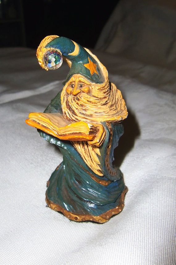 Vintage Steve Tunturi Wizard Figurine with Crystal