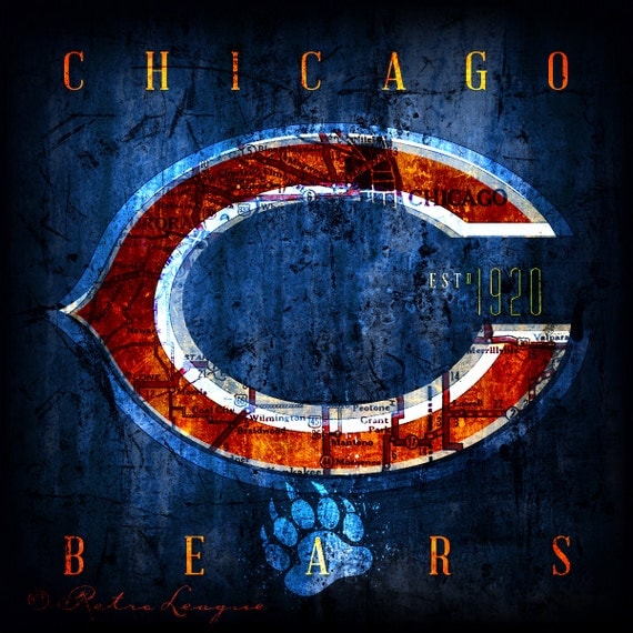 Chicago Bears Retro City Maps Perfect Birthday Anniversary