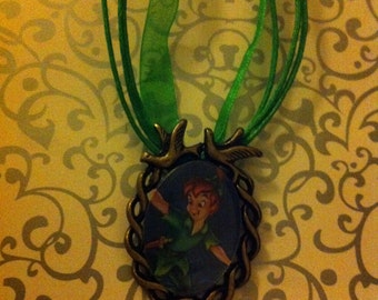 Disney Princess Peter Pan Tinkerbell cameo cabochon pendant necklace ...