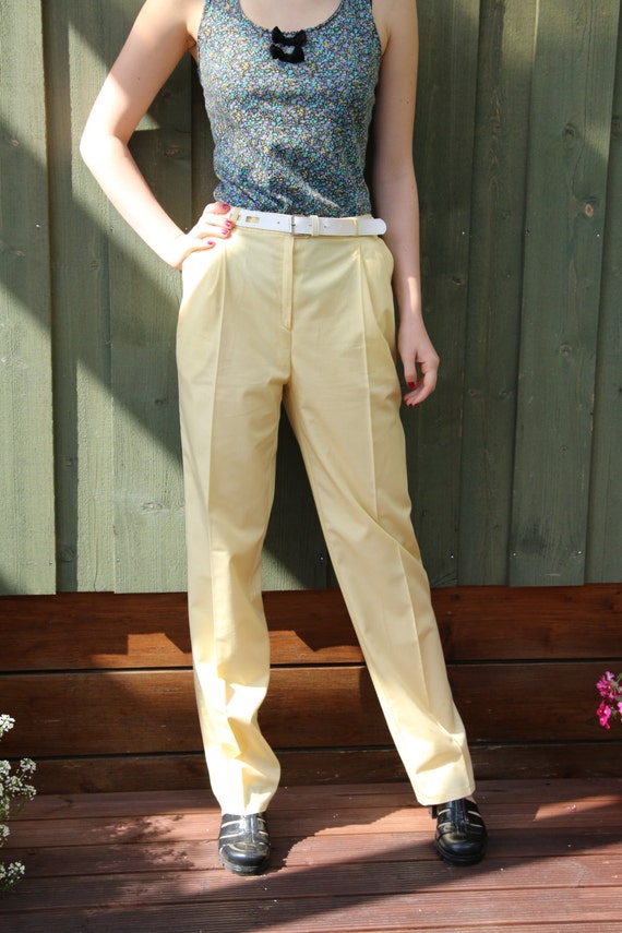 pastel yellow trousers