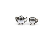 Miss Ruby's Teapot and Teacup Earrings, Shrink Plastic, Surgical Steel Posts, Girls Earrings