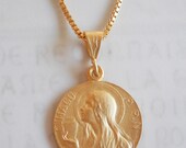 Medal - Saint Mary Magdalene 25mm Medal Necklace - 18K Gold Vermeil