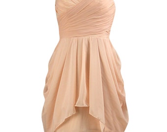 Short Blush/Coral Bridesmaid Dress100D Chiffon A-Line sweetheart Pink ...