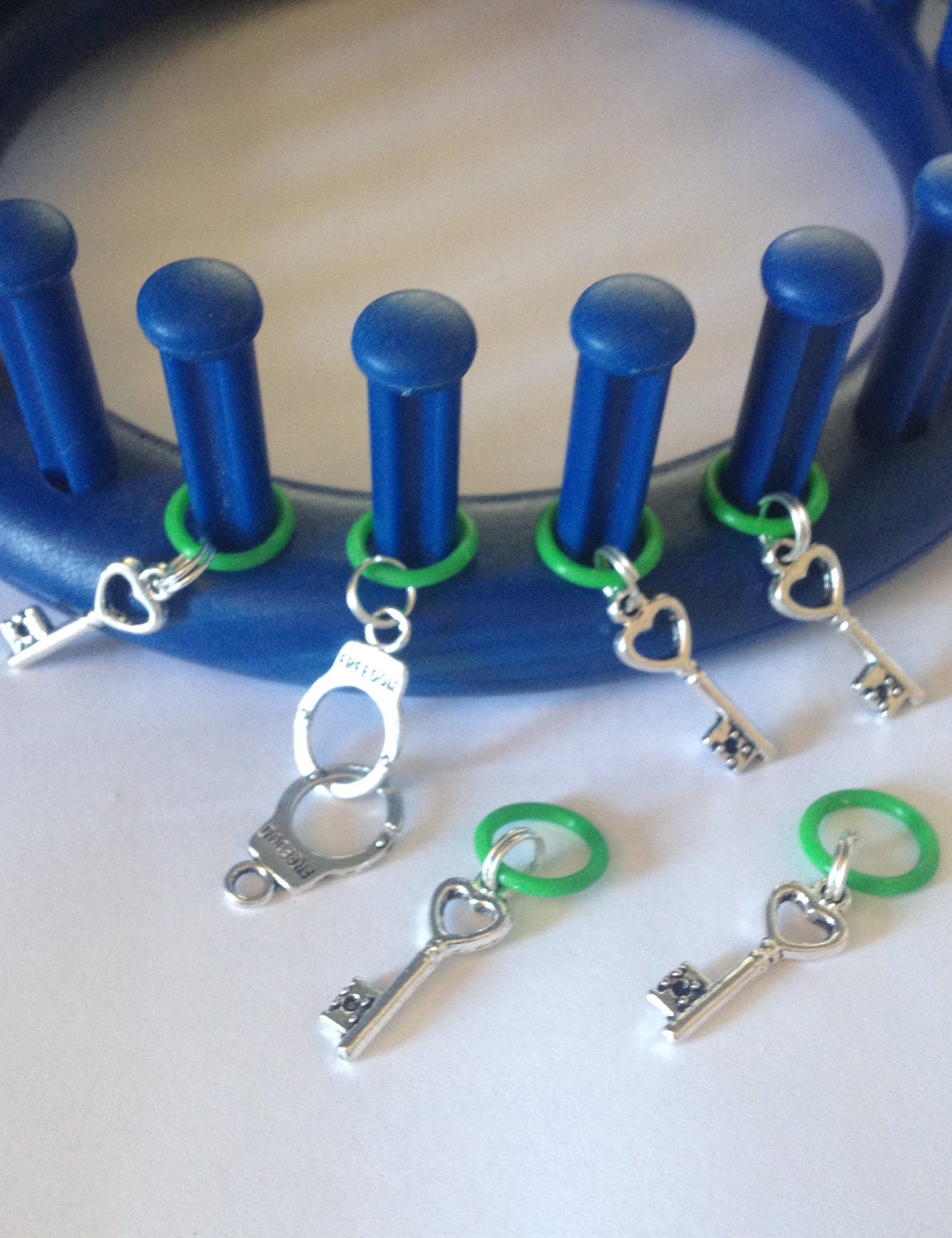 Knitting Loom Stitch Marker Charms set of 6 Handcuffs and