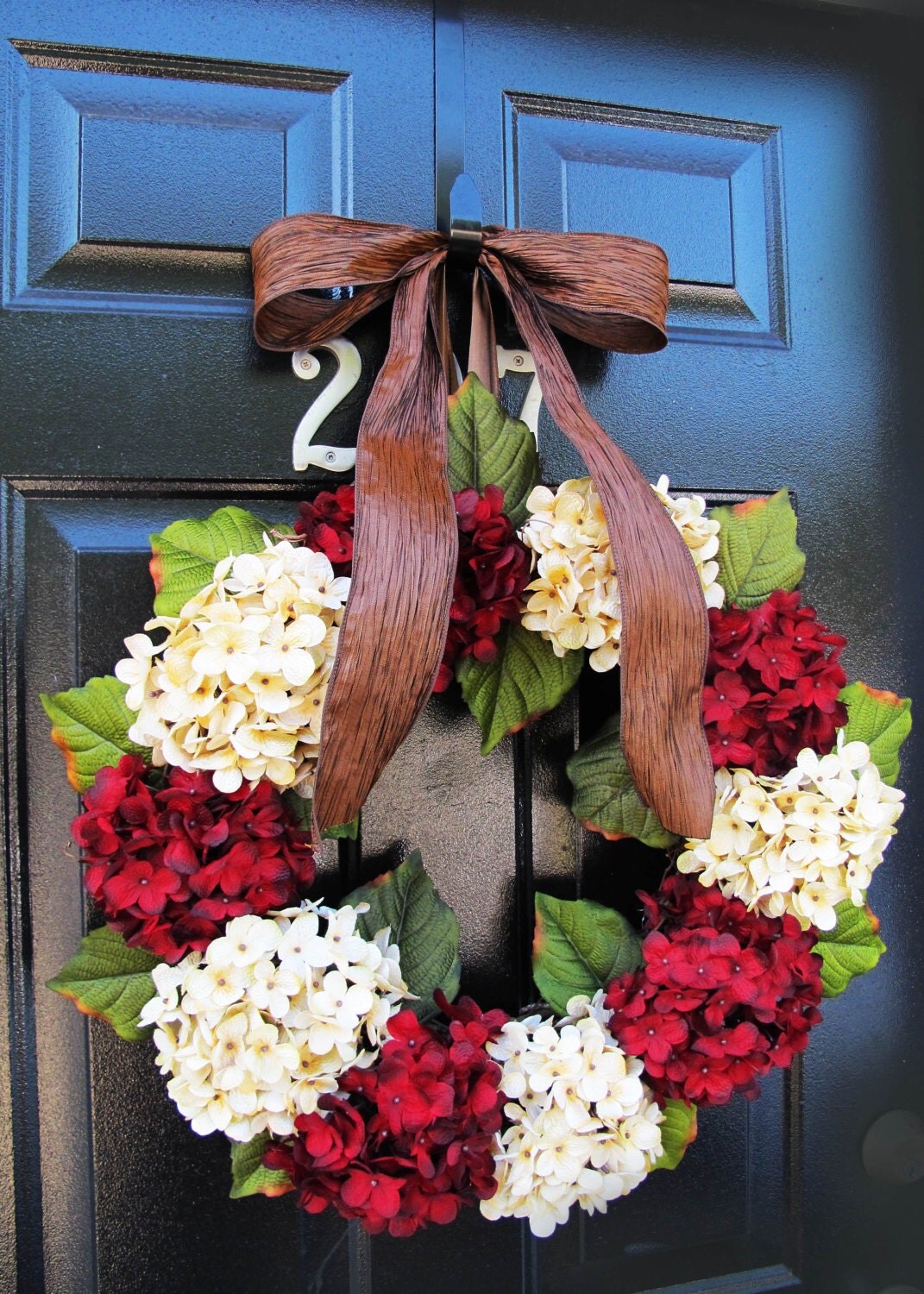 Christmas Wreath For Sale, Christmas Wreaths, Holiday Decor, Holiday Gift, Hydrangeas, Red Hydrangeas White