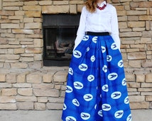 SpeedBird long skirt/ Blue african skirt/More colors/African print maxi ...