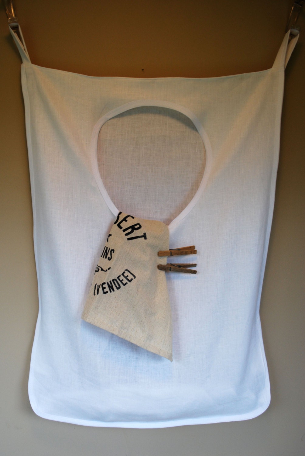 Laundry Bag Hamper Hanging White Fabric Storage