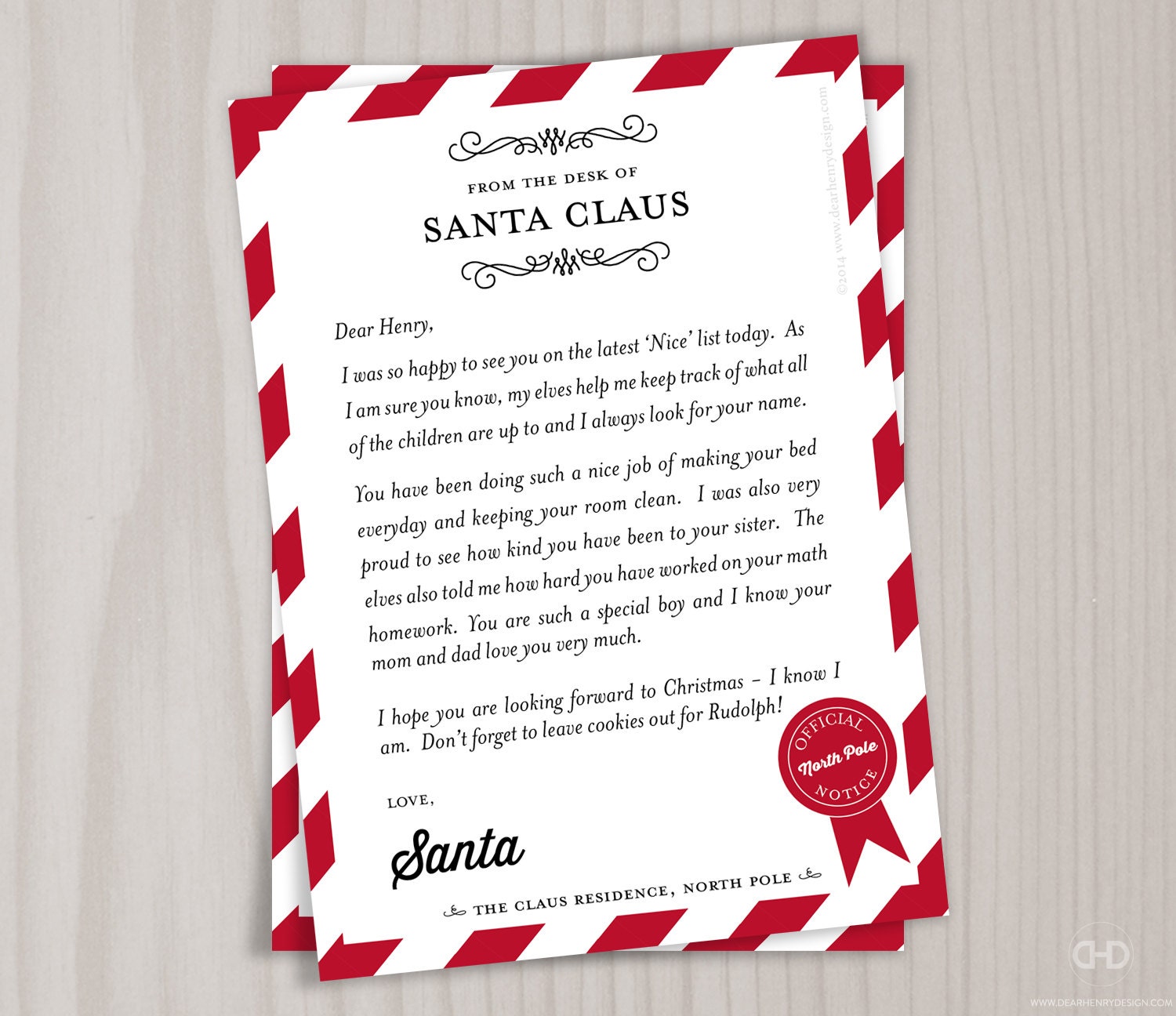 Personalized Letter from Santa Note from the North Pole
