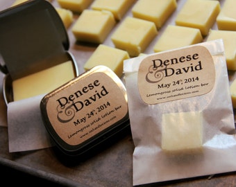 Custom FAVORS: 100 Organic Lotion Bars in Glassine Bags, .25 oz. 100 Bridal, Baby, Wedding, Shower, Party Favors, Personalized bombonieres