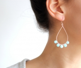 Mint Peruvian Opal 14k Gold Filled Teardrop Earrings