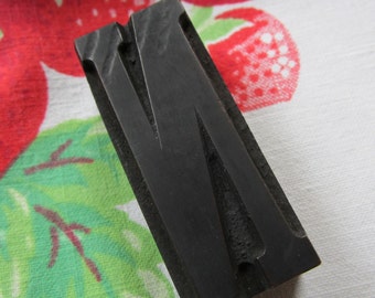 Letter N Antique Letterpress Wood Type Printers Block
