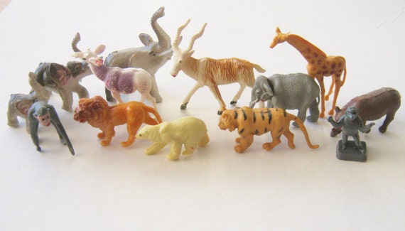 Vintage Plastic Miniature Zoo Animal Figures Mini by MoonParade