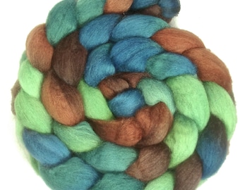Handpainted BFL Wool Roving - 4 oz. MALLARD - Spinning Fiber