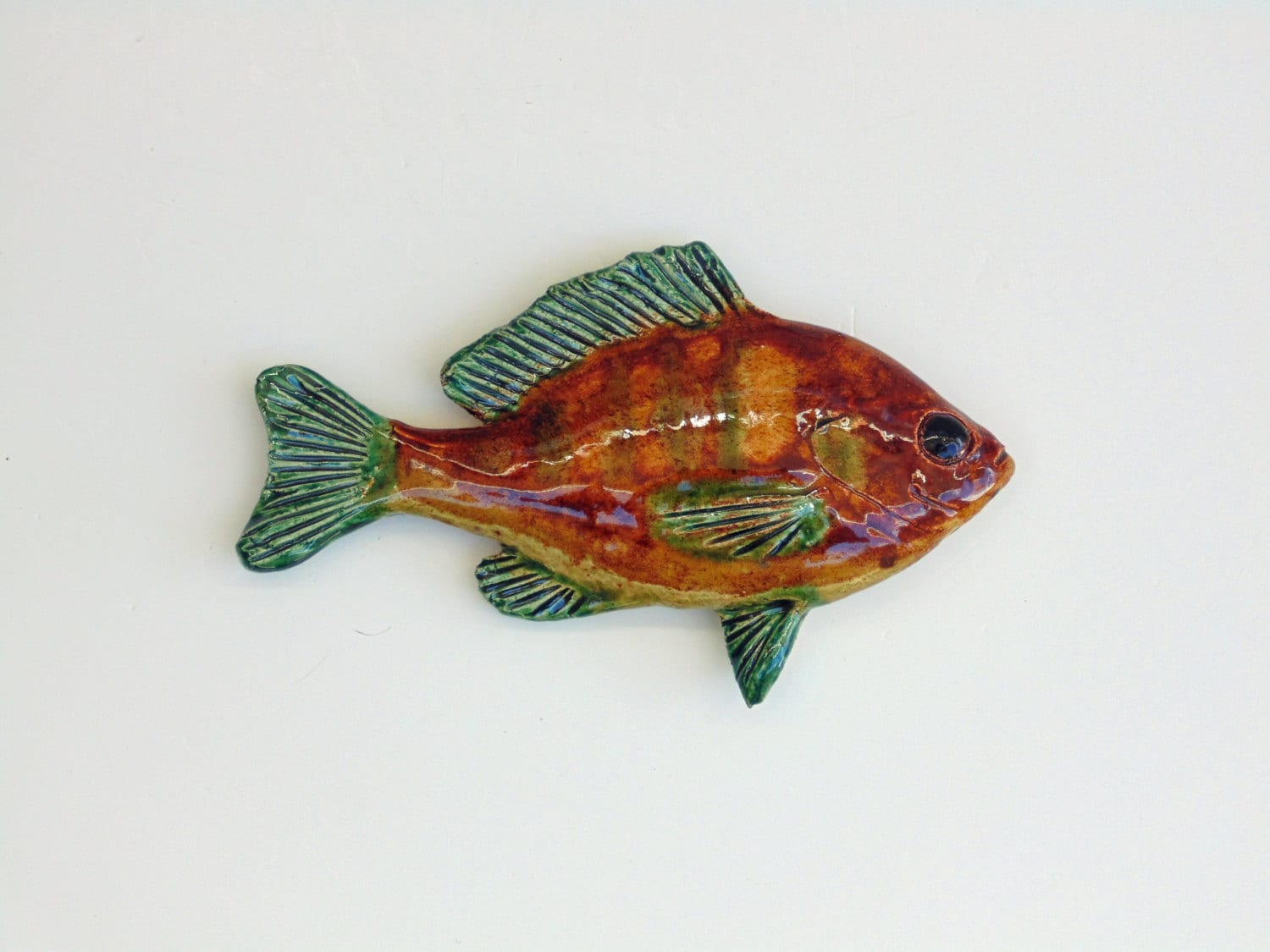 Ceramic sunfish decorative fish art wall hanging