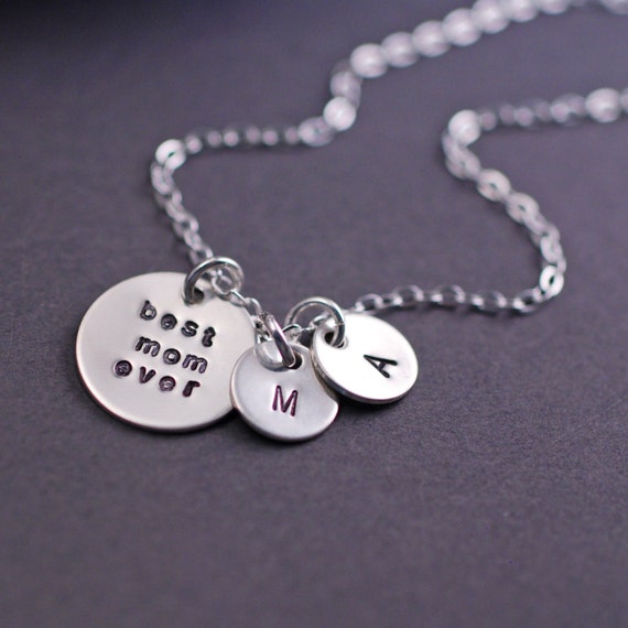 Personalized Jewelry Best Mom Ever Necklace by georgiedesigns