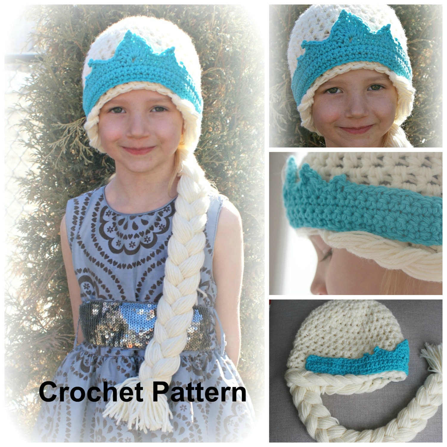 Instant Download QUEEN ELSA Hat Pattern Crochet Pattern