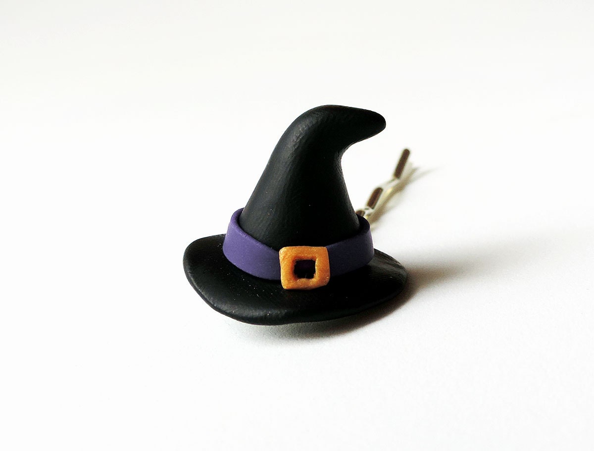 Miniature Witch Hat Hair Pin Polymer Clay Cute Costume