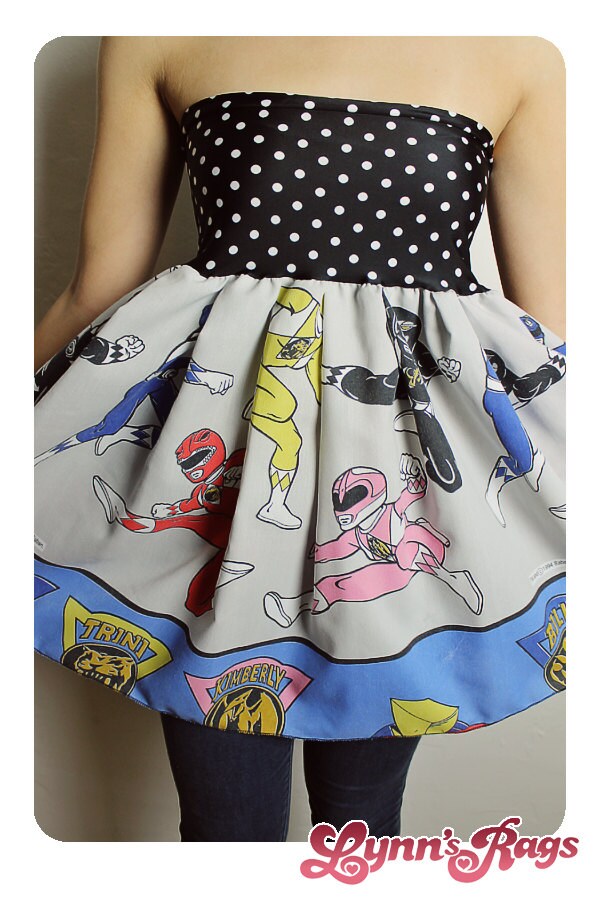 Diy POWER RANGERS Baby Doll Top Shirt Handmade 80s Vintage