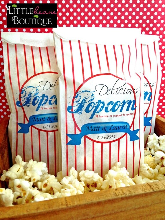 Personalized Popcorn Bags, Wedding Popcorn bags, Tall Favor bags ...