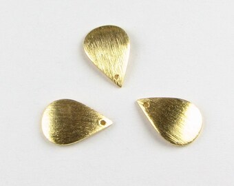 13mm Curved Petal Teardrops Shaped Bali Vermeil Brushed Line Texture Charms Components (6 beads)
