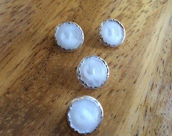 White Vintage Glass Buttons - Four/ 1930s Buttons / 1940s Buttons / Vintage Glass Buttons / Vintage Sewing Notions / Vintage Sewing Supplies