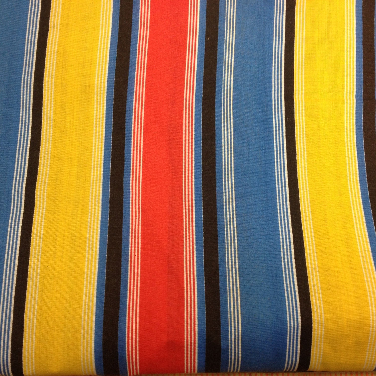 Vintage 1970s Striped Fabric 1 5/8 Yard Fabric Yardage