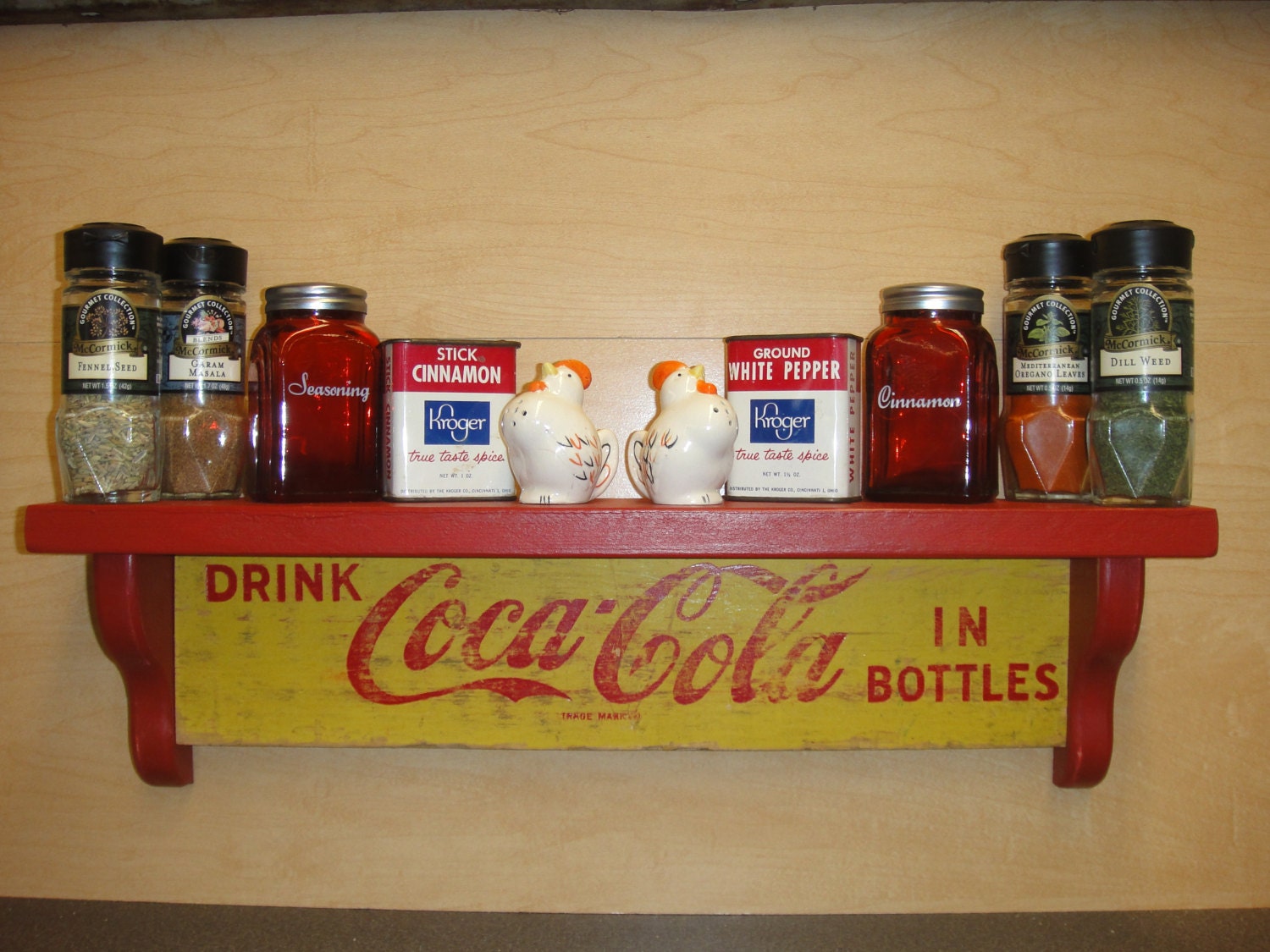 CocaCola RETRO wooden wall display shelves crafted from