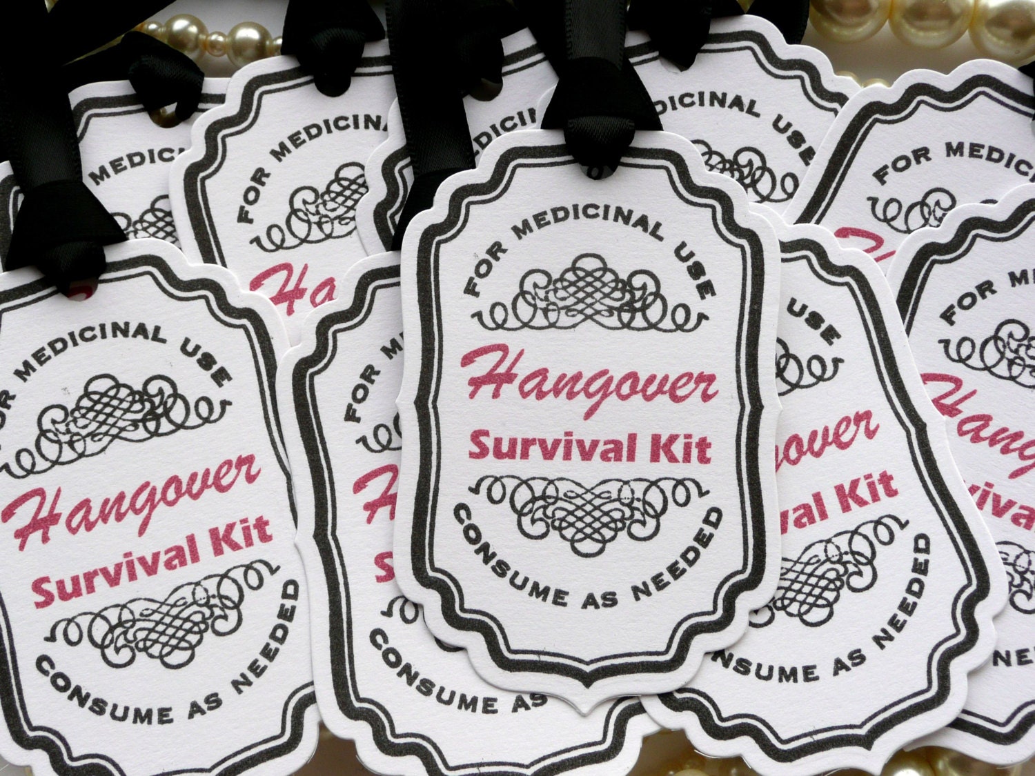 bachelor or bachelorette party favor tags hangover survival