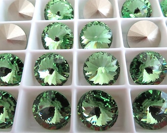 6 Peridot Foiled Swarovski Rivoli Stone 1122 12mm