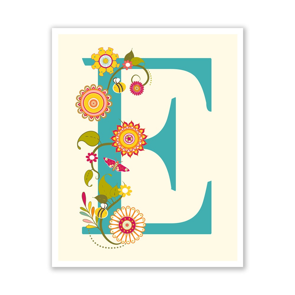 Personalized Children's Wall Art / Nursery Custom Floral