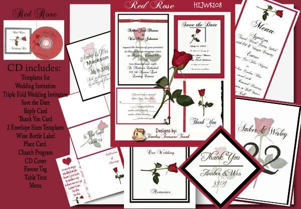 Red Rose Wedding Invitation Kit 1