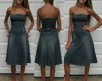 Jeans Dress . Strapless Jeans Dress XS . xs jeans dress