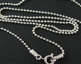Sterling Silver Necklace,Chain-1.2mm Ball Chain Necklace,Beaded Chain Necklace,Long Necklace-Finished Necklace-(28 inches)-SKU:601050