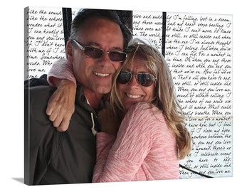 Personalized Unique Wedding Present Photo and writing typography OOAK canvas 20X20