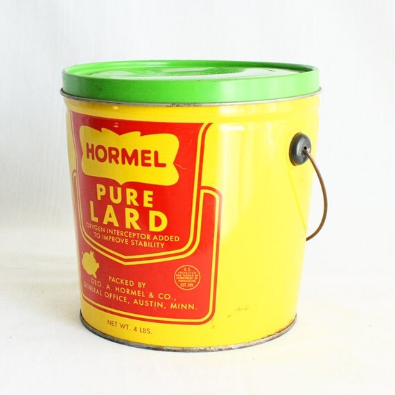 Vintage tin Hormel Pure Lard lard bucket lard can