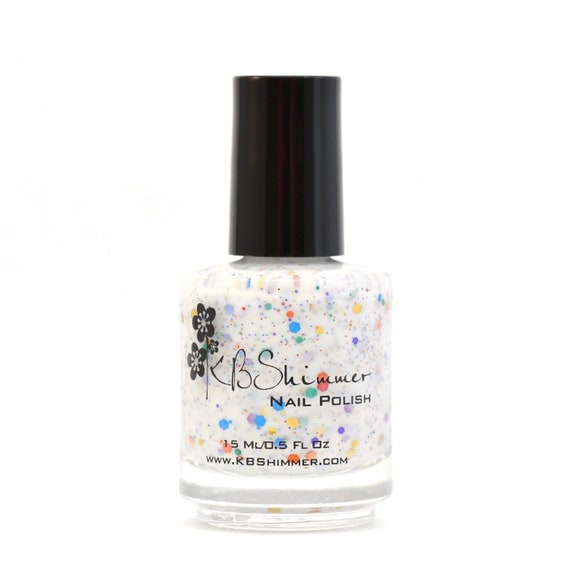 Oh Splat White Glitter Nail Polish with Rainbow by KBShimmer