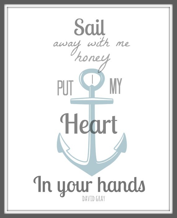 David Gray Lyric Art print Sail Away 8x10 Song by gbloomstudio