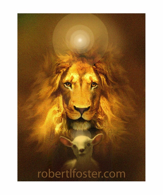 Christian art Lion art lion and lamb lion of judah by lewfoster